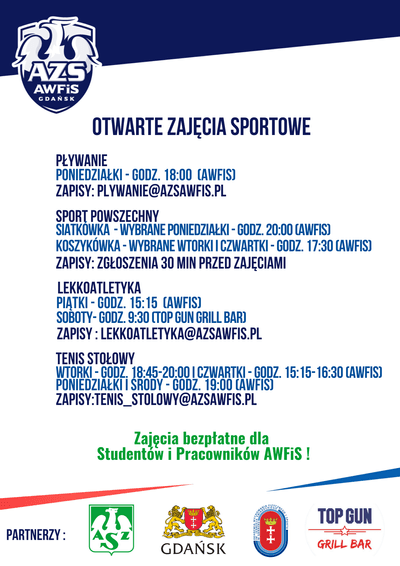 Otwarte zajęcia Klubu Sportowego AZS AWFiS Gdańsk